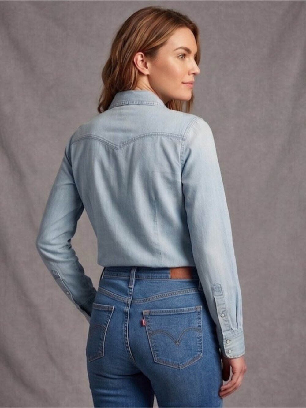 Levi's Embroidered Western Denim Shirt – Light Wash - Picture 4 of 6